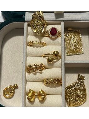 Dainty Women's Gold Ring Collection - Polished Gold  Rings and pendants